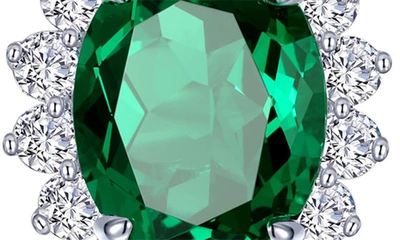 Shop Lafonn Simulated Emerald & Simulated Diamond Halo Stud Earrings In Green