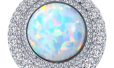 Shop Lafonn Simulated Diamond Halo & Simulated Opal Pendant Necklace In White