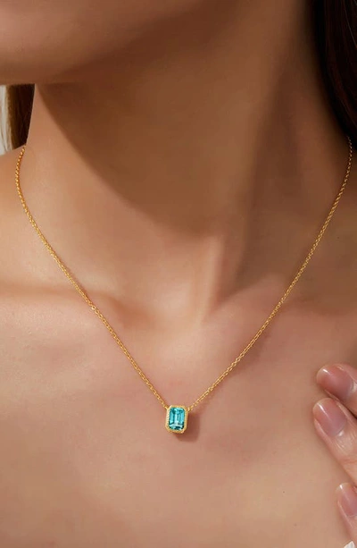 Lafonn Fancy Lab Created Sapphire Pendant Necklace In Blue