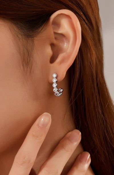 Shop Lafonn Simulated Diamond Half Hoop Earrings In White