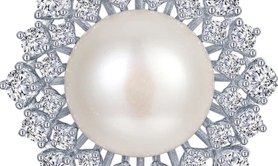 Shop Lafonn Cultured Pearl & Simulated Diamond Halo Pendant Necklace In White