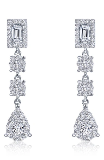 Shop Lafonn Simulated Diamond Halo Linear Drop Earrings In Silver