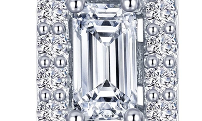 Shop Lafonn Simulated Diamond Halo Linear Drop Earrings In Silver