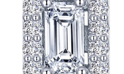 Lafonn Simulated Diamond Halo Linear Drop Earrings In Silver