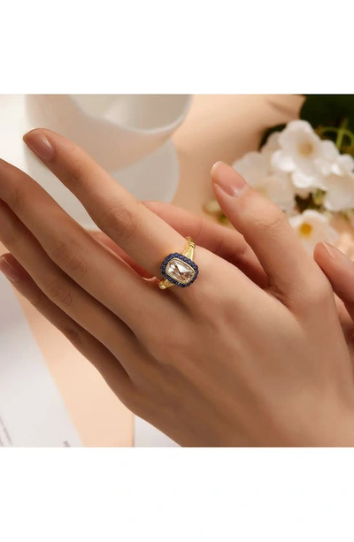 Lafonn Simulated Diamond & Sapphire Art Deco Ring In White
