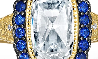 Lafonn Simulated Diamond & Sapphire Art Deco Ring In White
