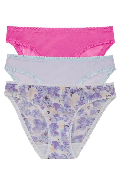Shop On Gossamer 3-pack Mesh Hip Bikinis In Bright Pink Multi