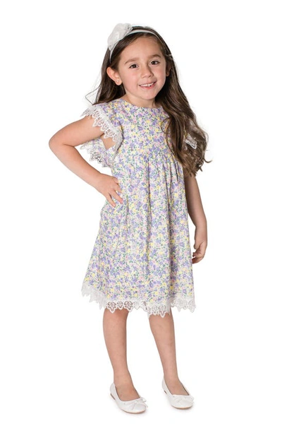 Shop Popatu Kids' Floral Lace Trim Cotton Dress In Multi