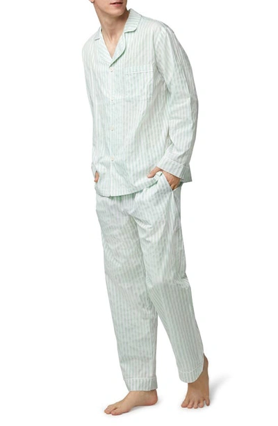 Bedhead Pajamas Print Organic Cotton Pajamas In Mint 3d Stripe