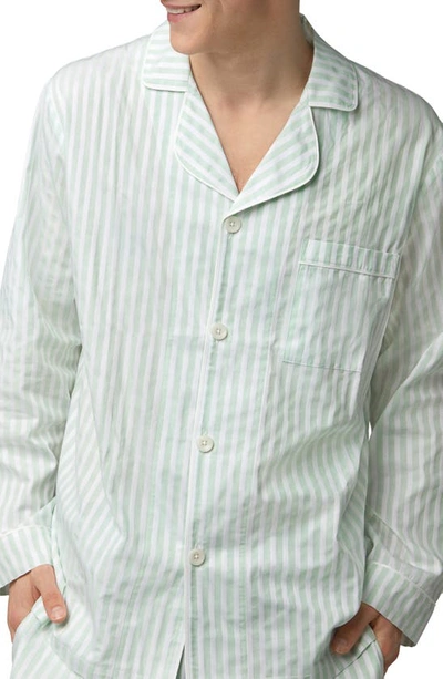 Bedhead Pajamas Print Organic Cotton Pajamas In Mint 3d Stripe