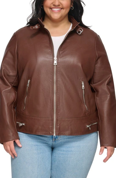 Shop Levi's Racer Faux Leather Jacket In Chocolate Brown