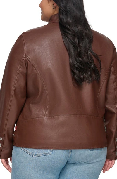 Shop Levi's Racer Faux Leather Jacket In Chocolate Brown