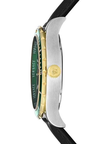 Shop Versace Hellenyium Leather Strap Watch, 42mm In Stainless Steel
