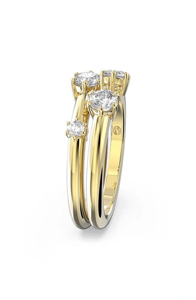 Swarovski Women's Constella 2-piece Goldtone-plated & Crystal Ring Set In White