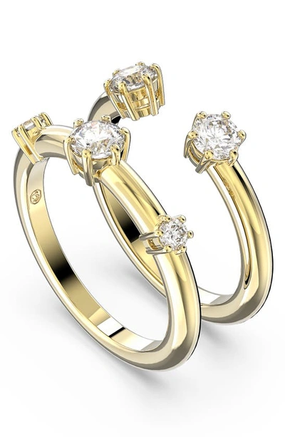 Swarovski Women's Constella 2-piece Goldtone-plated & Crystal Ring Set In White