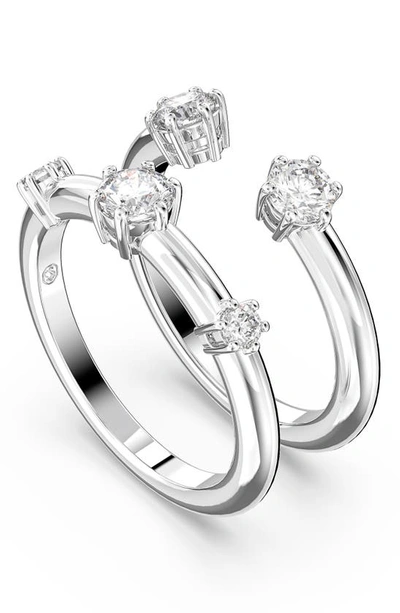 Swarovski Women's Constella 2-piece Goldtone-plated & Crystal Ring Set In White
