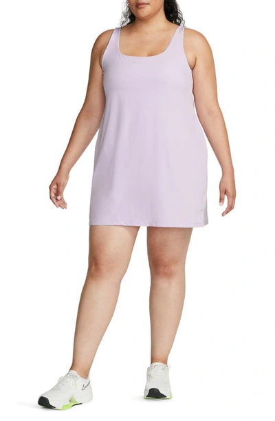 Shop Nike Bliss Lux Tank Romper Dress In Doll/ Clear