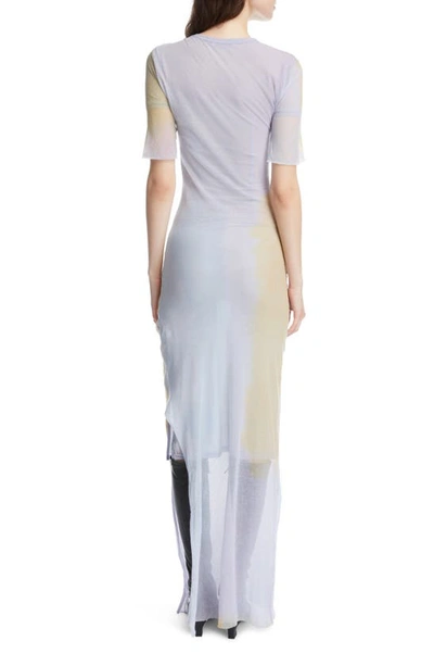 Shop Acne Studios Evas Tulle Overlay Cotton Maxi Dress In Light Purple/ Light Yellow