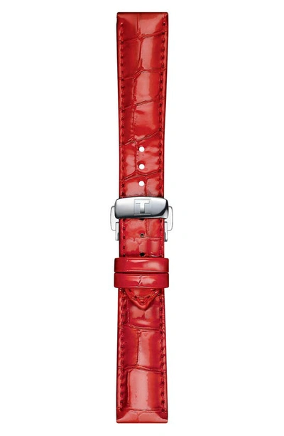 Shop Tissot Chemin Des Tourelles Powermatic 80 Leather Strap Watch, 34mm In Red