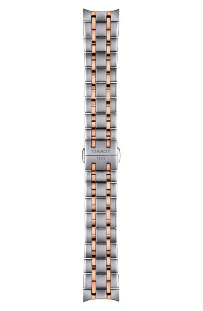 Shop Tissot Chemin Des Tourelles Powermatic 80 Bracelet Watch, 39mm In Grey/ Rose Gold