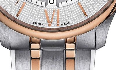 Shop Tissot Chemin Des Tourelles Powermatic 80 Bracelet Watch, 39mm In Grey/ Rose Gold