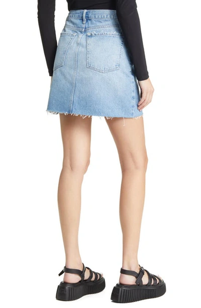 Shop Frame Le High & Tight Raw Hem Denim Skirt In Vista Grind