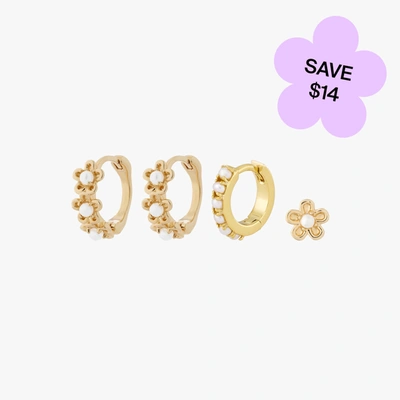 Shop Studs Spring Pearls Set In Gold