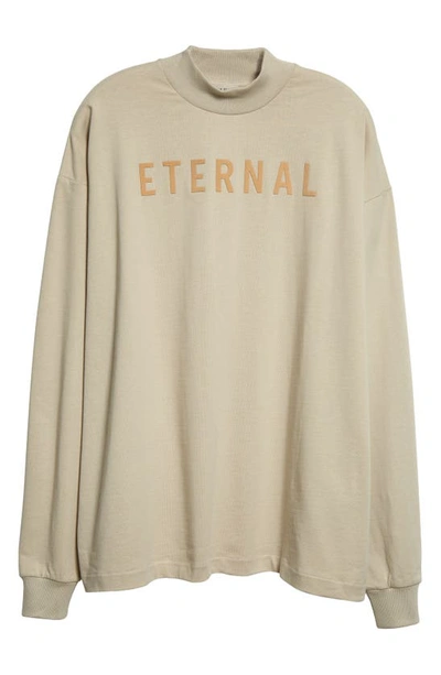 Shop Fear Of God Eternal Long Sleeve Cotton T-shirt In Cement