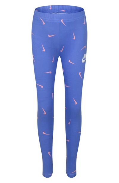 Nike Swoosh Fetti Leggings In Royal Pulse