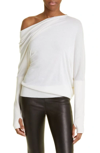 Shop Tom Ford Off The Shoulder Cashmere & Silk Sweater In Chalk