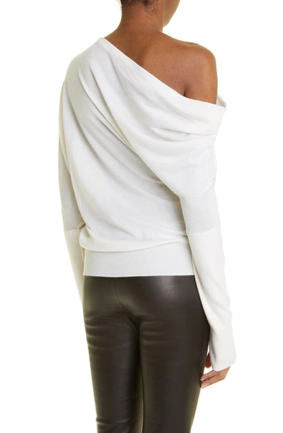 Shop Tom Ford Off The Shoulder Cashmere & Silk Sweater In Chalk