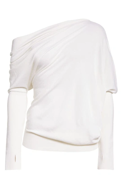 Shop Tom Ford Off The Shoulder Cashmere & Silk Sweater In Chalk