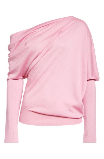Shop Tom Ford Off The Shoulder Cashmere & Silk Sweater In Light Rose Bloom