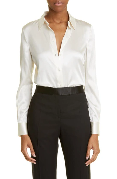 Shop Tom Ford Satin Button-up Shirt In Chalk