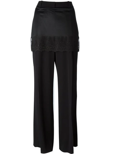 Givenchy Lace Skirt Overlay Wide-leg Trousers In Black