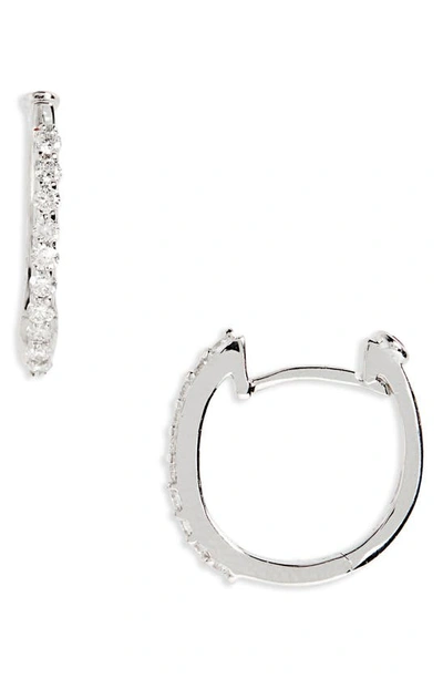 Shop Roberto Coin Small Diamond Hoop Earrings In Wg