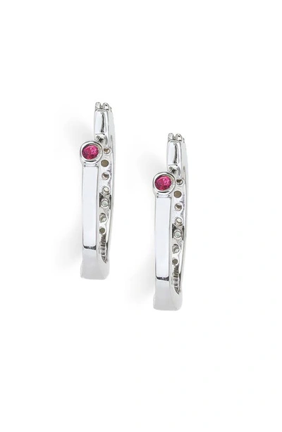 Shop Roberto Coin Small Diamond Hoop Earrings In Wg