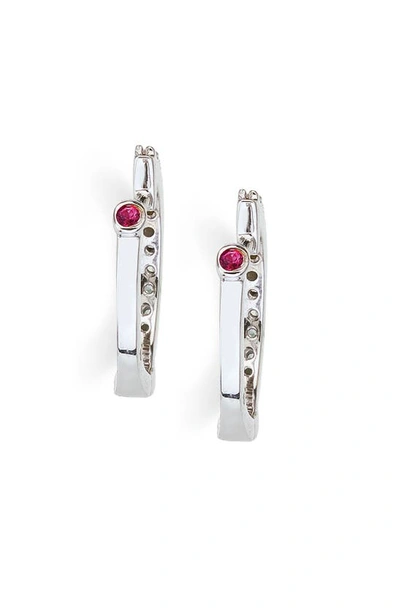 Roberto Coin Small Diamond Hoop Earrings In Wg
