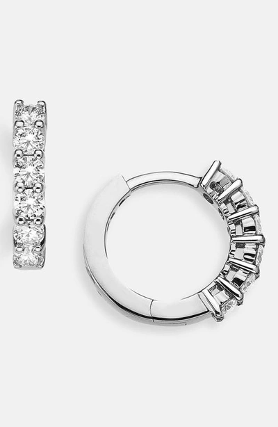 Shop Roberto Coin Diamond Huggie Hoop Earrings In White