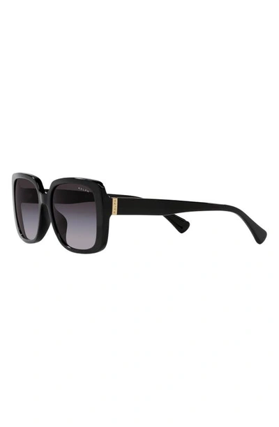 Ralph 55mm Gradient Rectangular Sunglasses In Shiny Black