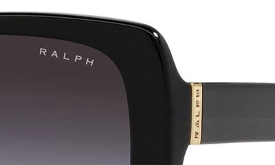 Ralph 55mm Gradient Rectangular Sunglasses In Shiny Black