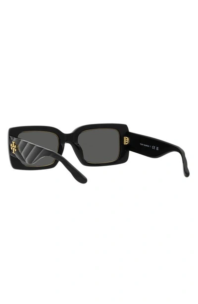 Shop Tory Burch 51mm Rectangular Sunglasses In Black