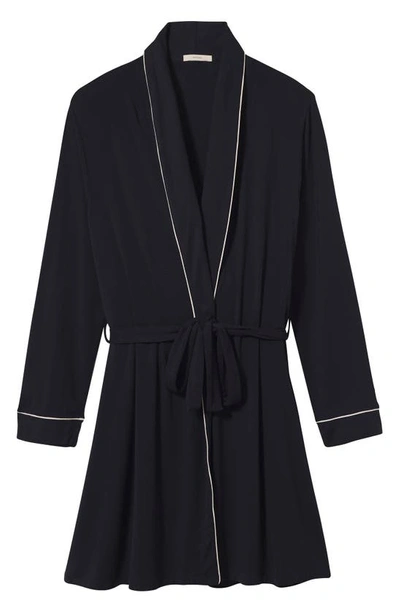 Shop Eberjey Gisele Classic Robe In Black/ Sorbet