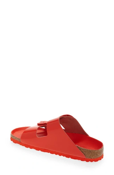 Birkenstock Arizona Big Buckle Slide Sandal In High Shine Tomato