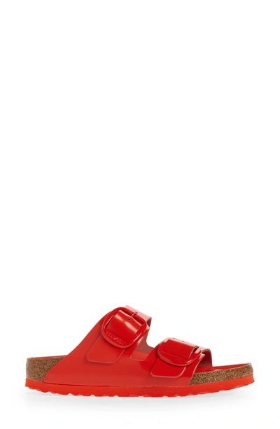 Birkenstock Arizona Big Buckle Slide Sandal In High Shine Tomato