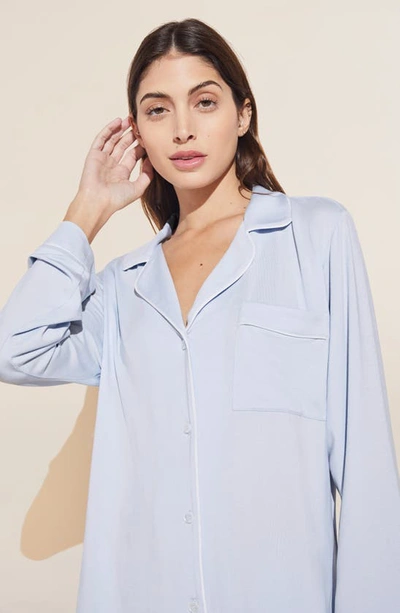 Shop Eberjey Gisele Jersey Knit Pajamas In Ice Blue/ Ivory