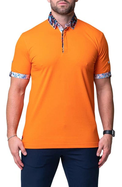 Shop Maceoo Mozartsolidbreak Orange Short Sleeve Polo