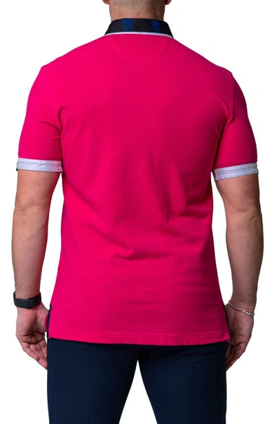 Maceoo Mozartsolidskull Fuchsia Piqué Button-down Polo In Pink