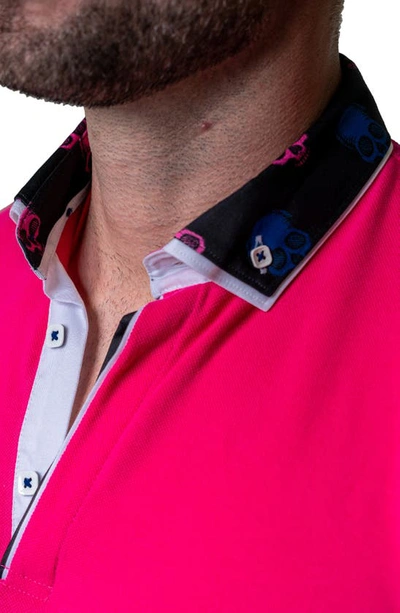 Shop Maceoo Mozartsolidskull Fuchsia Piqué Button-down Polo In Pink