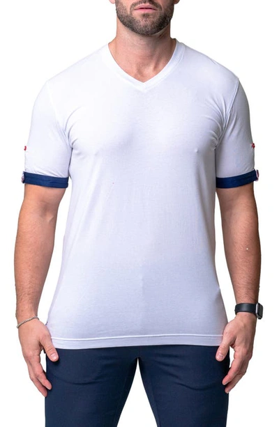 Shop Maceoo Vivaldi Solid Game White V-neck T-shirt